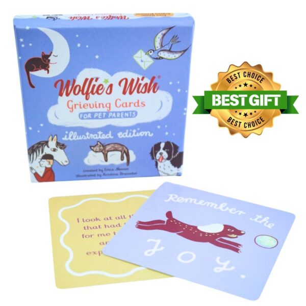 Illustrated Pet Loss Grieving Cards for families. Get these award-winning cards now as your portable grief companion.