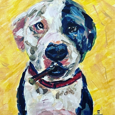 Artist-hand-painted dog portrait